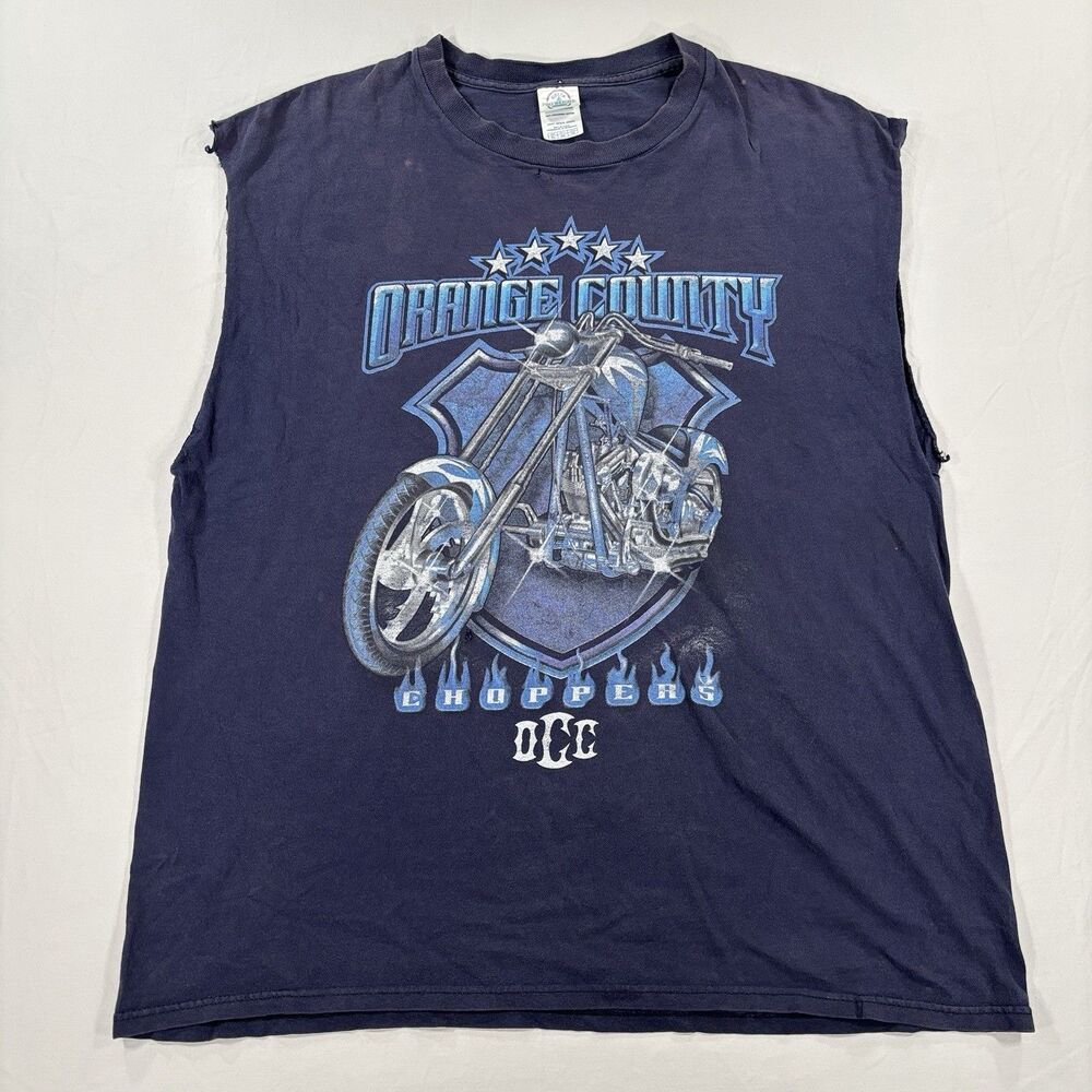 Vintage Orange County Choppers Shirt Adult XL Navy Blue Sleeveless Tank Top